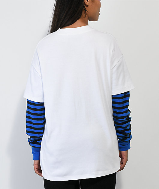 Vitriol Bixie Artificial camiseta de manga larga en blanco y azul con capas