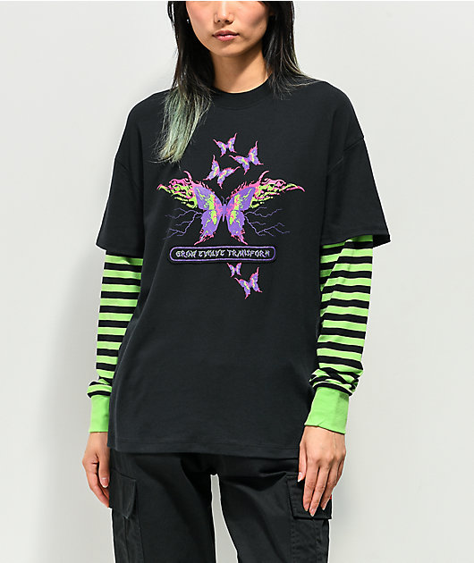 Vitriol Bixie Black & Green Layered Long Sleeve T-Shirt | Zumiez