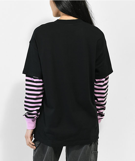 Vitriol Bixie Dark Voices Black & Pink Layered Long Sleeve T-Shirt