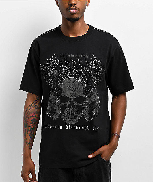 Vitriol Blackened Fire Skull Black T-Shirt | Zumiez
