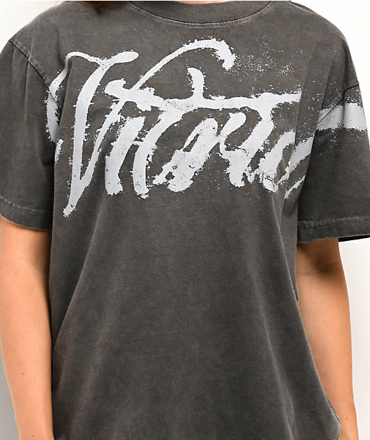 Vitriol Blurred Flowers Vintage Grey T-Shirt