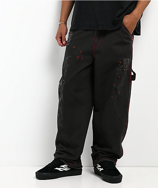 Vitriol Butcher Black & Red Canvas Pants