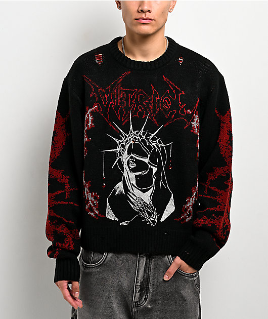 Vitriol Cebrail Rhinestone Black Sweater
