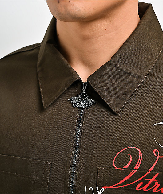 Vitriol Channel Brown Quarter Zip Work Shirt