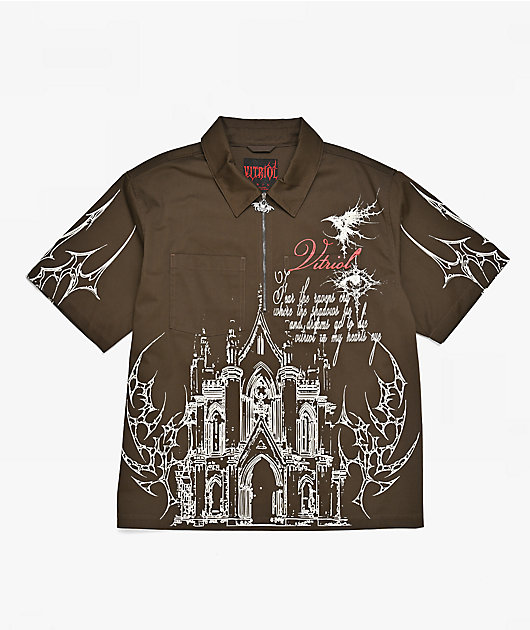 Vitriol Channel Brown Quarter Zip Work Shirt