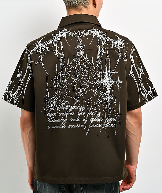 Vitriol Channel Brown Quarter Zip Work Shirt
