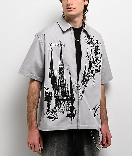Vitriol Channel Grey Full  Zip Work Shirt