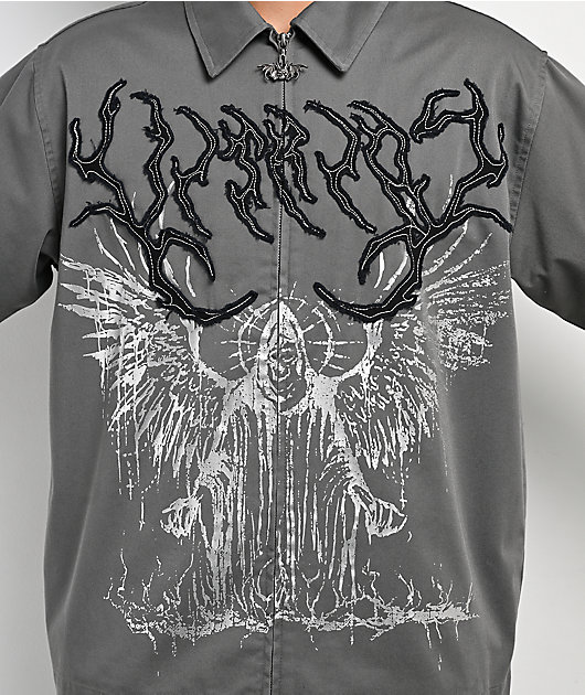 Vitriol Channel Wings Grey Zip Shirt