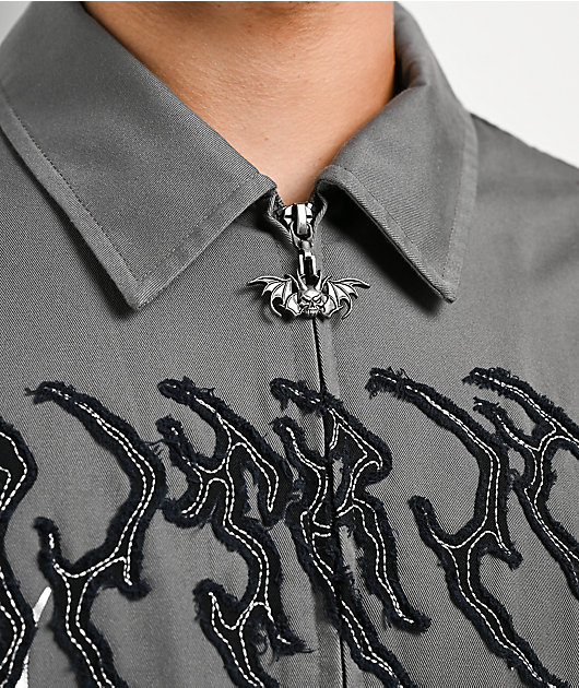 Vitriol Channel Wings Grey Zip Shirt