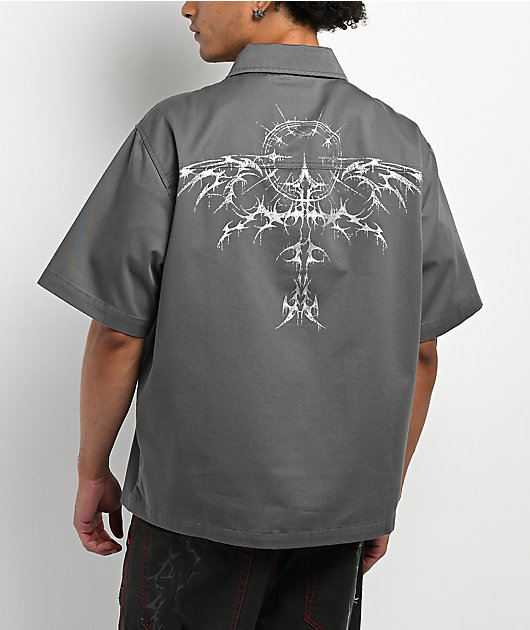 Vitriol Channel Wings Grey Zip Shirt