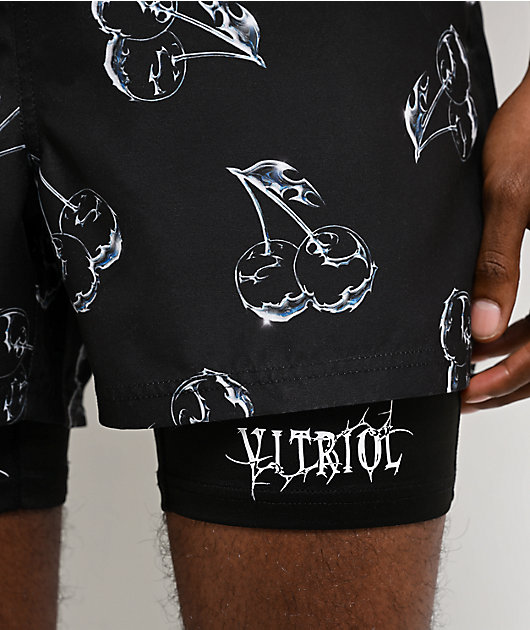 Vitriol Chrome Cherry Black Board Shorts