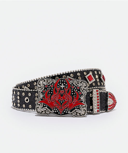Vitriol Chrome Veil Rhinestone Black Belt