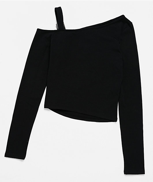 Vitriol Colette Off Shoulder Black Long Sleeve Crop T-Shirt