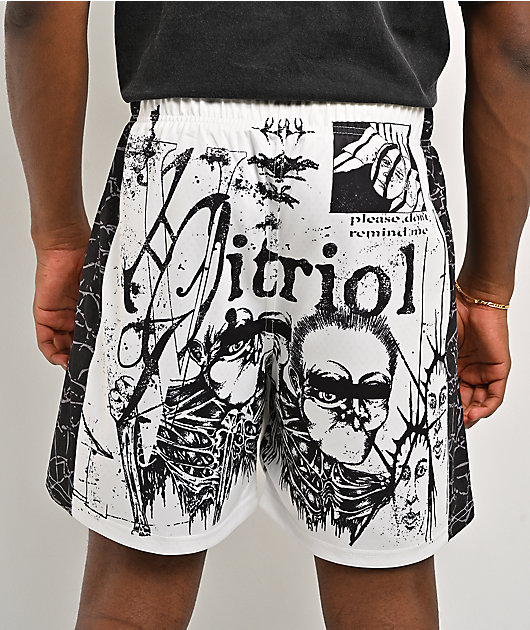 Vitriol Collage Black & White Mesh Shorts