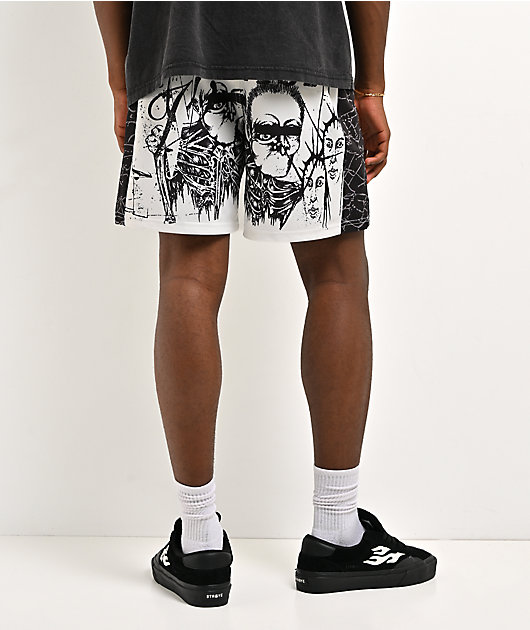 Vitriol Collage Black & White Mesh Shorts