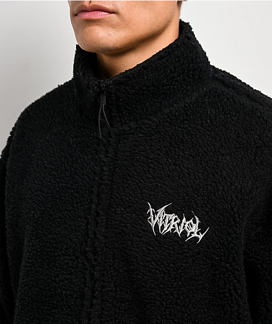 Vitriol Crowned Black Sherpa Zip Jacket