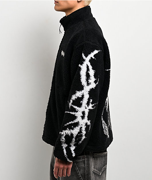 Vitriol Crowned Black Sherpa Zip Jacket