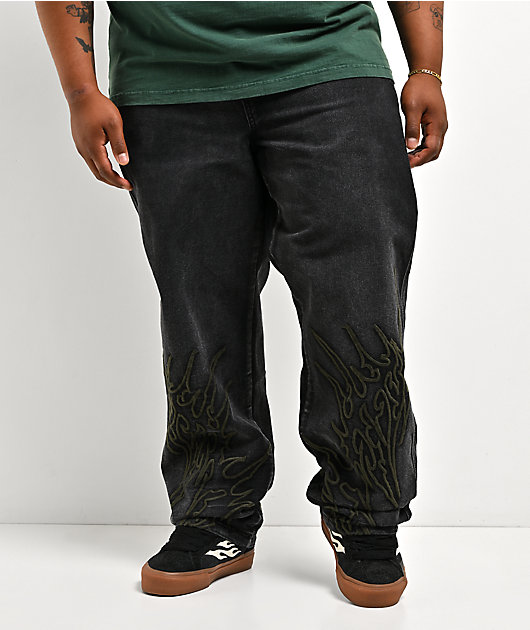 Vitriol Cursed Carnyx Black Wash Loose Fit Jeans