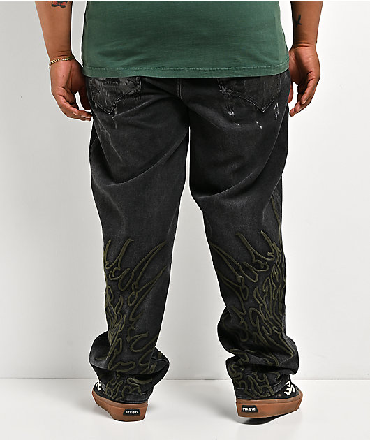 Vitriol Cursed Carnyx Black Wash Loose Fit Jeans