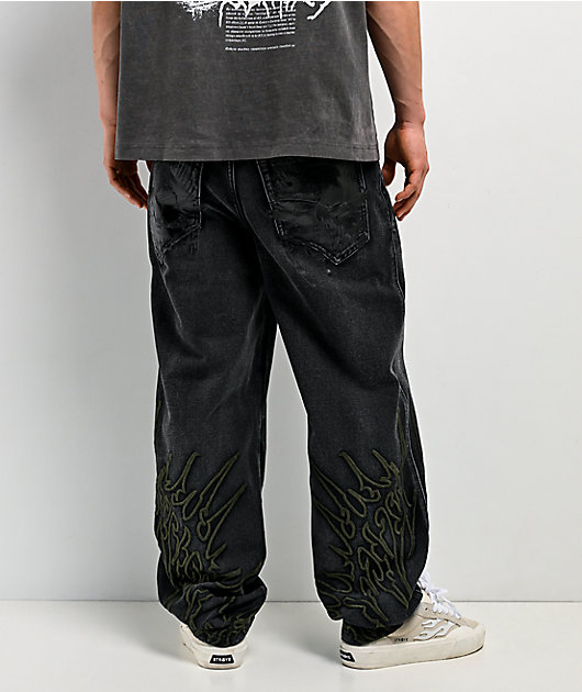 Vitriol Cursed Carnyx Black Wash Loose Fit Jeans