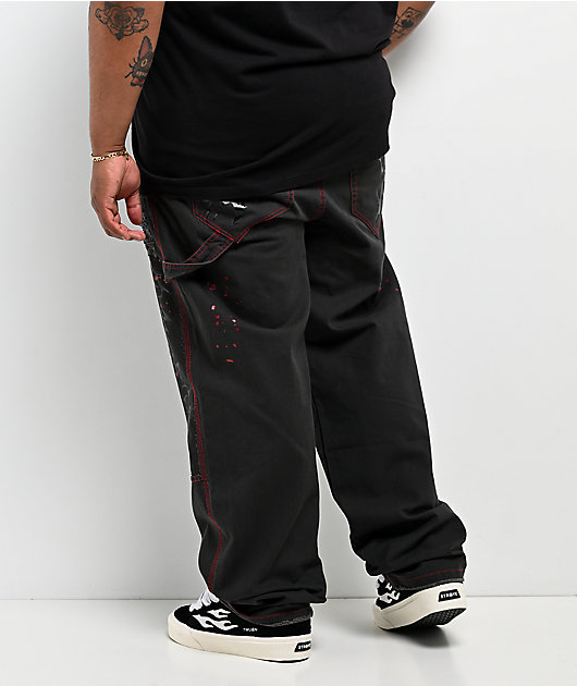 Vitriol Cursed Double Knee Black & Red Canvas Pants