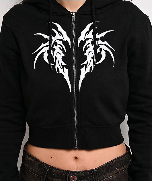 Vitriol Cyber Charm Black Crop Zip Hoodie