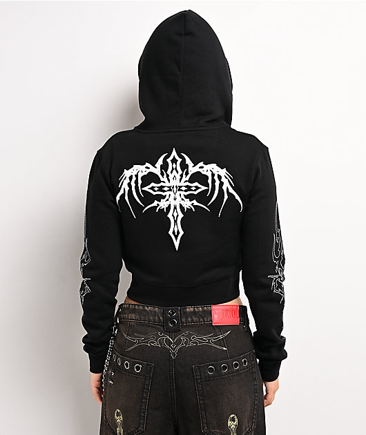 Vitriol Cyber Charm Black Crop Zip Hoodie