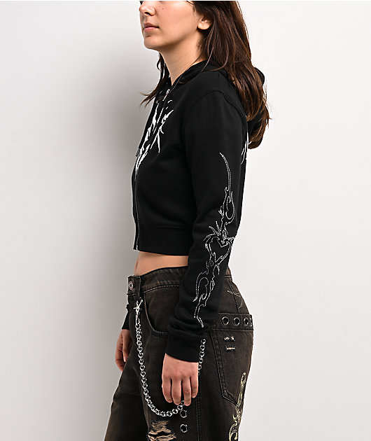 Vitriol Cyber Charm Black Crop Zip Hoodie