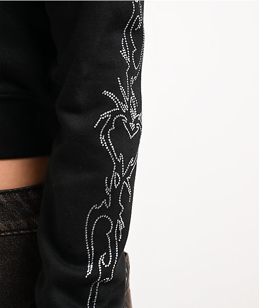 Vitriol Cyber Charm Black Crop Zip Hoodie