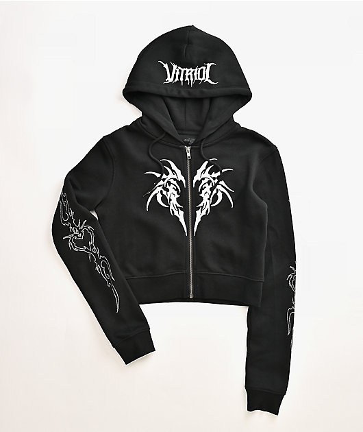 Vitriol Cyber Charm Black Crop Zip Hoodie