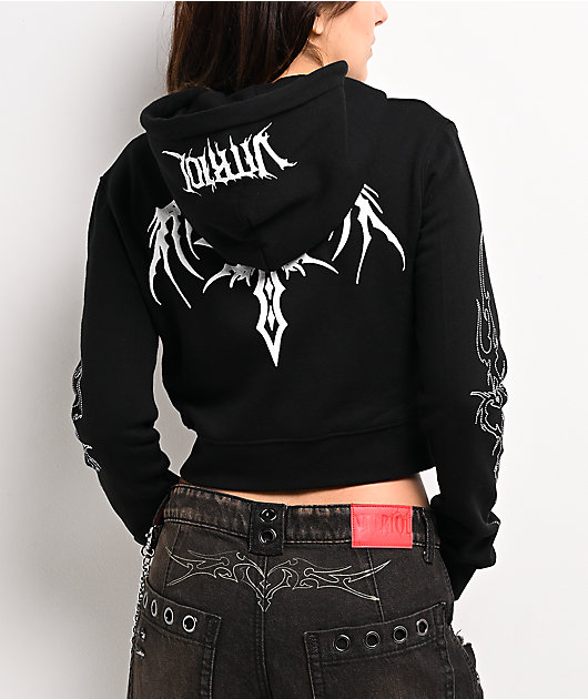 Vitriol Cyber Charm Black Crop Zip Hoodie
