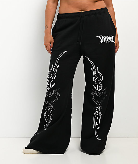 Vitriol Cyber Chrome Black Wide Leg Sweatpants