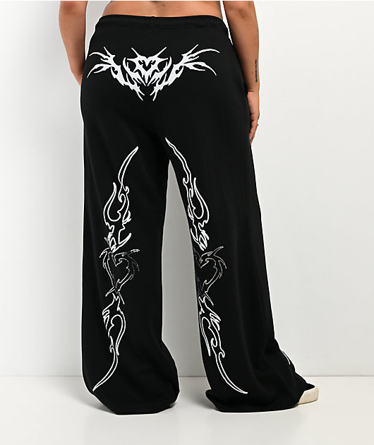 Vitriol Cyber Chrome Black Wide Leg Sweatpants