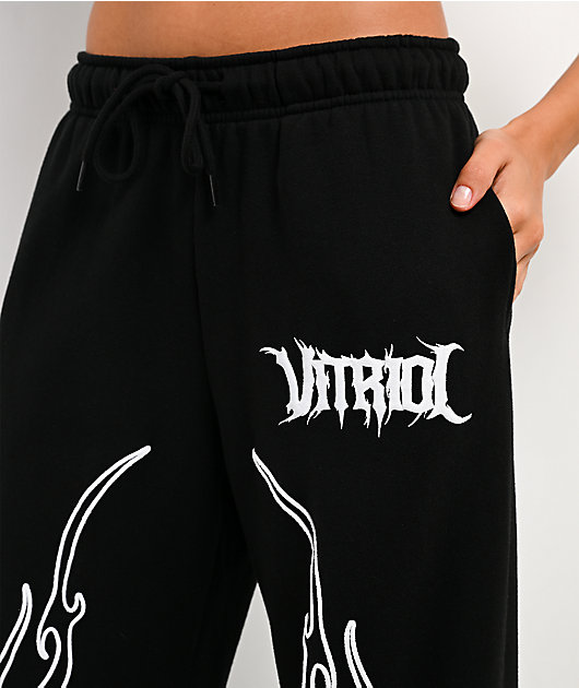 Vitriol Cyber Chrome Black Wide Leg Sweatpants