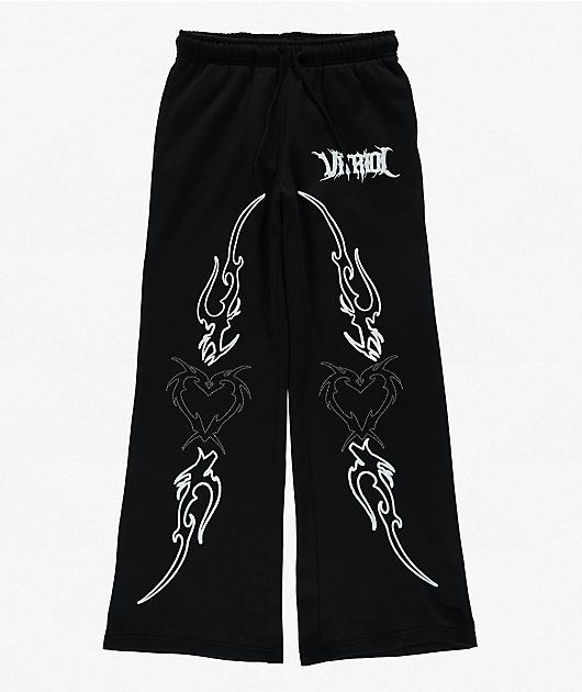 Vitriol Cyber Chrome Black Wide Leg Sweatpants