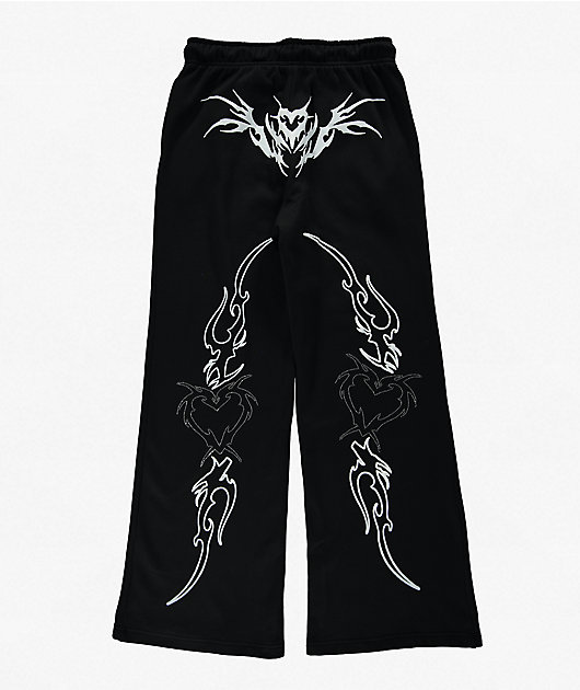 Vitriol Cyber Chrome Black Wide Leg Sweatpants
