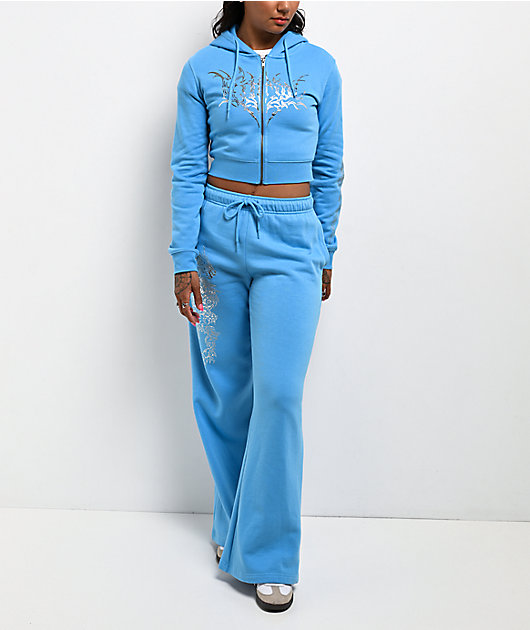 Vitriol Cyber Dragon Blue Crop Zip Hoodie