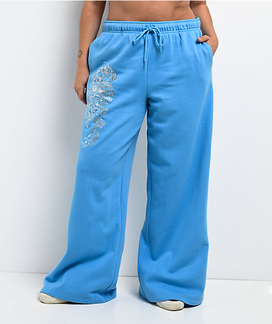 Vitriol Cyber Dragon Blue Wide Leg Sweatpants