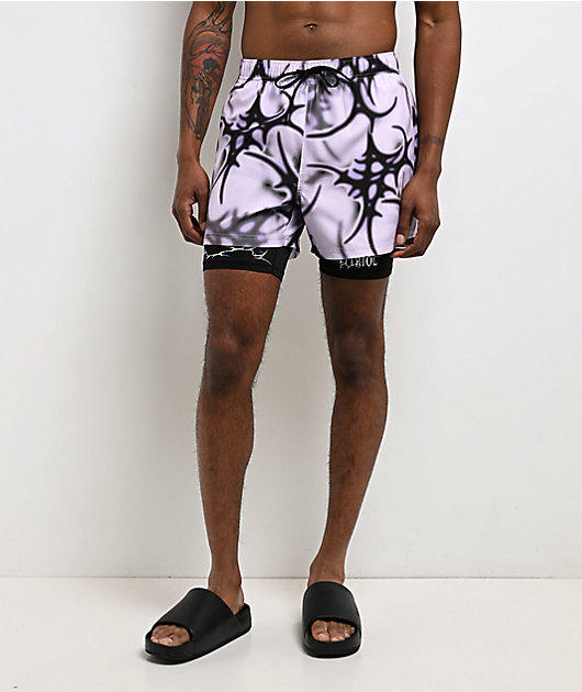 Vitriol Cyber White & Black Board Shorts