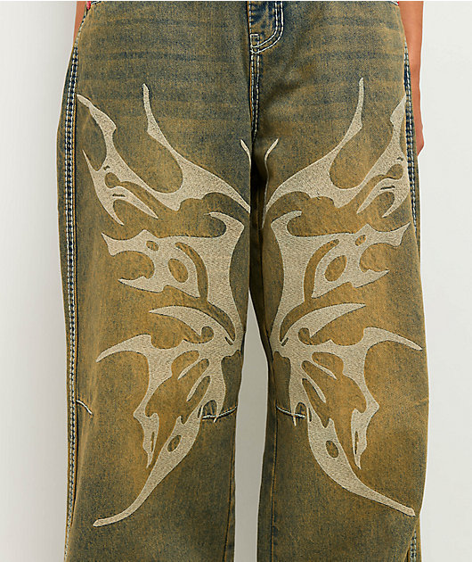 Vitriol Cyberfly Verona Petrol Wash Wide Leg Jeans