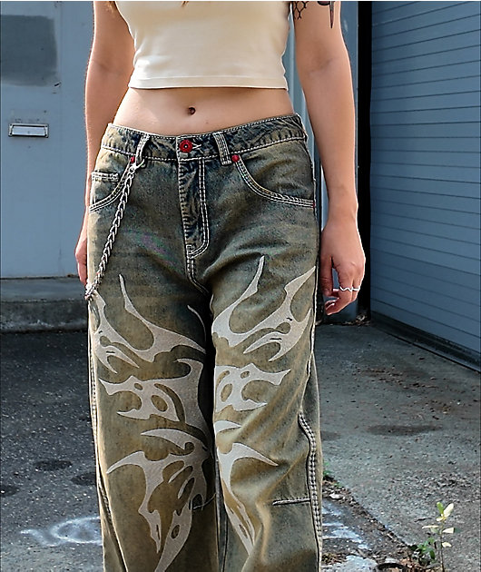 Vitriol Cyberfly Verona Petrol Wash Wide Leg Jeans video