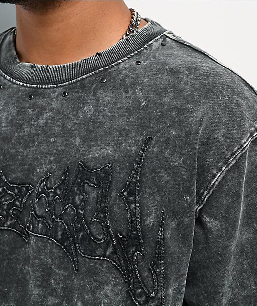 Vitriol Death Grip Dark Grey Wash T-Shirt
