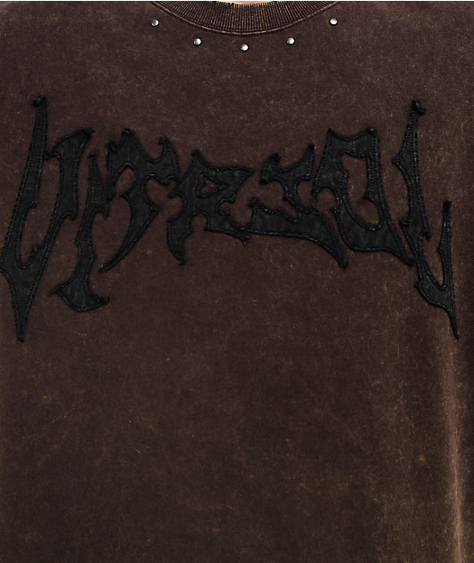 Vitriol Death Grip Distressed Brown Wash T-Shirt