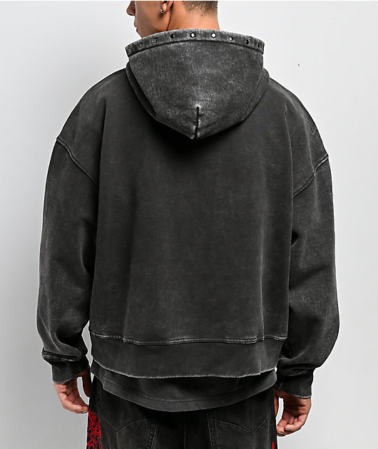 Vitriol Death Grip Grey Wash Crop Zip Hoodie