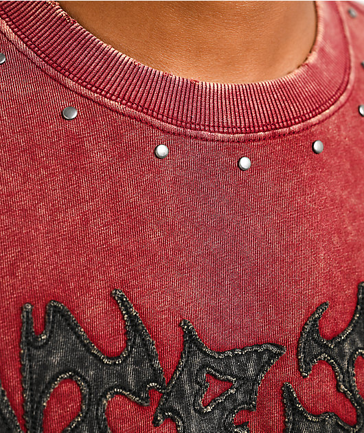 Vitriol Death Grip Studded Red Wash T-Shirt