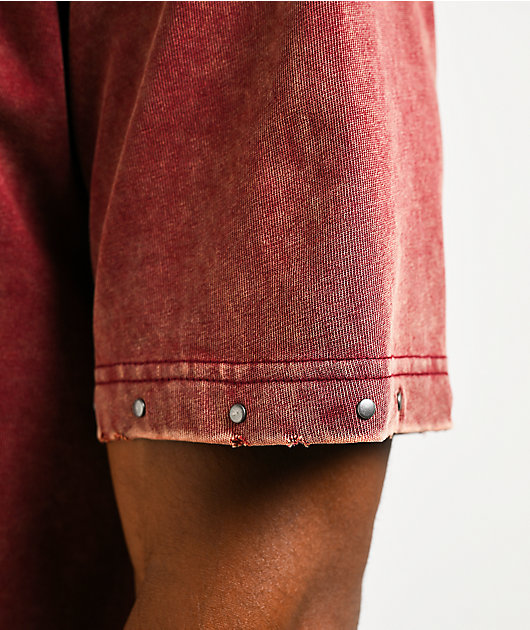 Vitriol Death Grip Studded Red Wash T-Shirt
