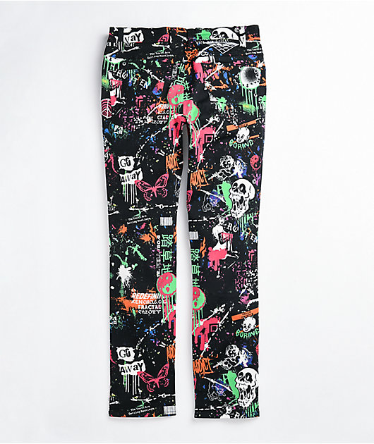 Vitriol Deface Printed Black Twill Pants