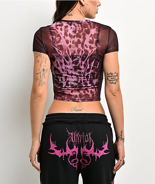 Vitriol Delphi Black & Pink Mesh Top
