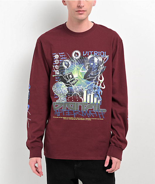 Vitriol Digital Aftermath Maroon Long Sleeve T-Shirt
