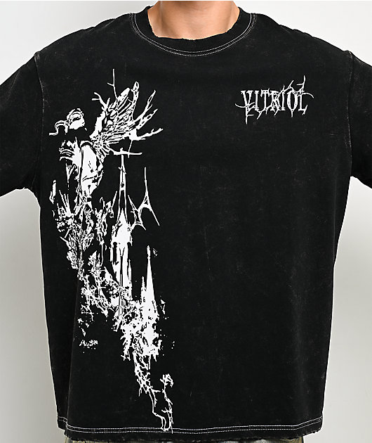 Vitriol Dragon Den Black & Grey Wash 2fer Long Sleeve Boxy T-Shirt
